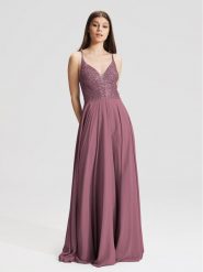 Hey Kyla Sukienka wieczorowa 5AC105HK Fioletowy Regular Fit. Fioletowe sukienki damskie Hey Kyla, bez wzorów, z syntetyku, wizytowe, bez ramiączek. Za 509.99 zł.