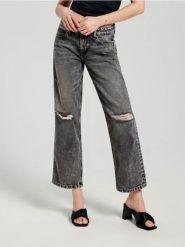 Jeansy straight low waist - szary. Szare jeansy damskie Sinsay. Za 89.99 zł.