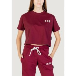 Koszulka crop top Kobieta ICON. Czerwone bluzki damskie ICON, bez wzorów, z bawełny, bez kołnierzyka, bez ramiączek. W wyprzedaży za 184.00 zł.