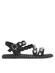 DeeZee Sandały LS5153-11 Czarny. Czarne sandały damskie DeeZee, bez wzorów, z materiału, bez obcasa, na płaskiej podeszwie, bez zapięcia. Za 119.99 zł.