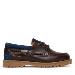 Półbuty REPLAY. Brązowe półbuty damskie Replay, bez wzorów, bez obcasa, na płaskiej podeszwie, bez zapięcia. Za 709.99 zł.