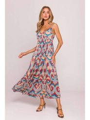 Made of emotion Sukienka w kolorze niebiesko-czerwono-pomarańczowym rozmiar: XXL/3XL. Czerwone sukienki damskie Made Of Emotion, bez wzorów, bez ramiączek. Za 227.31 zł.