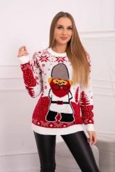 Sweter świąteczny z Mikołajem ecru. Swetry klasyczne damskie KESI, l, z wełny, bez kołnierzyka, plus size. Za 125.45 zł.