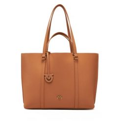 Torebka PINKO. Brązowe shopper bag Pinko, bez wzorów, bez dodatków. Za 989.99 zł.
