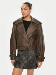 Miss Sixty Kurtka skórzana 6L4LJ1700000 Khaki Regular Fit. Brązowe kurtki damskie Miss Sixty, l, bez wzorów, ze skóry, bez kaptura. Za 3,209.00 zł.