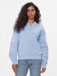 Tommy Jeans Bluza Tjw Zip Thru Bomber DW0DW17957 Błękitny Regular Fit. Niebieskie bluzy damskie Tommy Jeans, xxs, bez wzorów, z bawełny, bez kaptura. Za 569.99 zł.