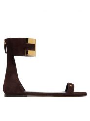 Elisabetta Franchi Sandały SA-88L-62E2-V540 Brązowy ciemny. Brązowe sandały damskie Elisabetta Franchi, bez wzorów, ze skóry, bez obcasa, na płaskiej podeszwie, bez zapięcia. Za 2,299.00 zł.