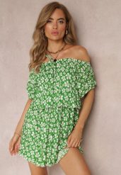 Zielona Wiskozowa Sukienka Mini Hiszpanka z Gumką w Pasie Bradite. Zielone sukienki damskie Renee, bez wzorów, z wiskozy, bez ramiączek. W wyprzedaży za 35.99 zł.