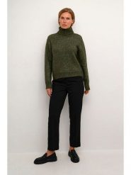 Kaffe Sweter "Alioma" w kolorze ciemnozielonym rozmiar: L. Zielone golfy damskie Kaffe, l, bez wzorów, z wełny, bez ramiączek. Za 92.21 zł.