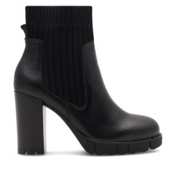 Botki Sergio Bardi. Czarne botki damskie Sergio Bardi, bez obcasa, na słupku, bez zapięcia. Za 221.99 zł.