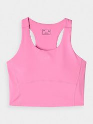 4F Crop top treningowy szybkoschnący damski - różowy XL. Czerwone koszulki sportowe damskie 4F, xl, bez wzorów, z dzianiny, bez ramiączek, na fitness i siłownię. W wyprzedaży za 49.99 zł.