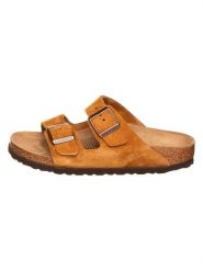 Birkenstock Skórzane klapki "Arizona" w kolorze jasnobrązowym rozmiar: 43. Brązowe klapki damskie Birkenstock, bez wzorów, ze skóry, bez obcasa, bez zapięcia. Za 414.95 zł.