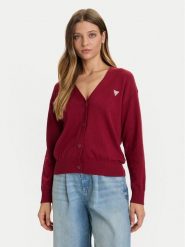 Guess Jeans Kardigan W4BR16 Z3HO2 Czerwony Regular Fit. Czerwone kardigany damskie Guess Jeans, s, z aplikacjami, z jeansu. Za 389.99 zł.