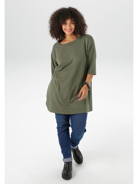Aniston Tunika w kolorze khaki rozmiar: 50. Brązowe tuniki damskie Aniston, bez wzorów, bez kołnierzyka, bez ramiączek. Za 74.11 zł.