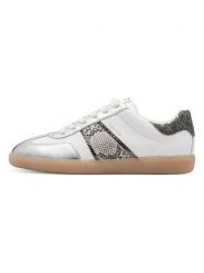 Tamaris Sneakersy w kolorze srebrno-białym rozmiar: 38. Białe obuwie sportowe damskie Tamaris, z materiału, bez zapięcia. Za 149.31 zł.