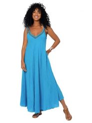 Aller Simplement Sukienka w kolorze niebieskim rozmiar: 34-40. Niebieskie sukienki damskie Aller Simplement, bez wzorów, z bawełny, bez ramiączek. Za 100.99 zł.