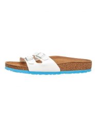 Birkenstock Klapki "Ibiza" w kolorze białym rozmiar: 40. Białe klapki damskie Birkenstock, bez wzorów, z otwartym noskiem, bez obcasa, bez zapięcia. Za 196.24 zł.