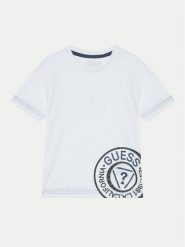 Guess T-Shirt N5RI15 K8HM4 Biały Regular Fit. Białe t-shirty i koszulki chłopięce Guess, z aplikacjami, z bawełny, bez kołnierzyka, bez ramiączek. Za 59.99 zł.