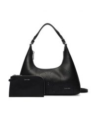 Calvin Klein Torebka Emblem Aop Perfor Lthr Bag LV04F3367G Czarny. Czarne torebki klasyczne damskie Calvin Klein, ze skóry, bez dodatków. Za 899.99 zł.