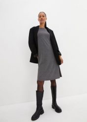 Sukienka Punto di Roma w żakardowy wzór, z materiału z domieszką wiskozy. Czerwone sukienki damskie bonprix, bez wzorów, z wiskozy, bez ramiączek. Za 134.99 zł.