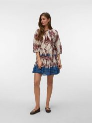 Vero Moda Sukienka w kolorze kremowo-niebiesko-brązowym rozmiar: S. Brązowe sukienki damskie Vero Moda, bez wzorów, z bawełny, bez ramiączek. Za 106.38 zł.