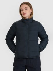 4F Kurtka puchowa z naturalnym wypełnieniem damska - czarna L. Czarne kurtki damskie 4F, l, bez wzorów, z dzianiny, bez kaptura. Za 499.99 zł.