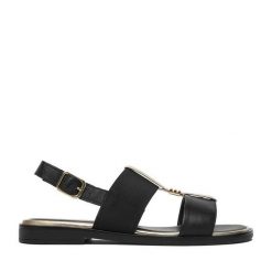 Sandały Lasocki. Czarne sandały damskie Lasocki, bez wzorów, bez obcasa, na płaskiej podeszwie, bez zapięcia. Za 129.99 zł.