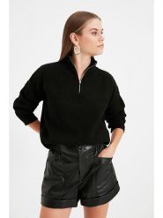 Trendyol Sweter w kolorze czarnym rozmiar: XL. Czarne swetry klasyczne damskie Trendyol, xl, prążkowane, bez kołnierzyka. Za 73.76 zł.