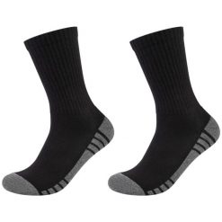 Skarpetki sportowe dla dorosłych 2PPK Cushioned Socks. Szare skarpetki damskie Skechers, bez wzorów, z bawełny. Za 29.99 zł.