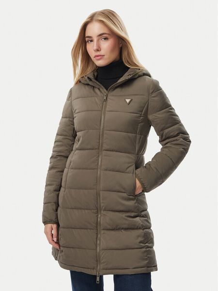 Guess Kurtka zimowa V4YL05 WF3X0 Khaki Regular Fit. Brązowe kurtki damskie Guess, na zimę, m, z aplikacjami, bez kaptura. Za 694.99 zł.
