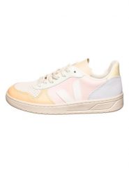 Veja Skórzane sneakersy "V 12" w kolorze biało-żółto-błękitnym rozmiar: 43. Białe obuwie sportowe damskie Veja, bez zapięcia. Za 374.23 zł.