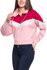 BLUZA WRANGLER CUT N SEW SWEAT BRIDAL ROSE W6N7HYP01 112130799. Czerwone bluzy damskie Wrangler, xs, bez wzorów, bez kaptura. W wyprzedaży za 59.99 zł.