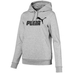 Damska bluza z kapturem Puma w kolorze szarym. Czarne bluzy damskie Puma, na lato, bez wzorów, z bawełny, z kapturem. Za 267.99 zł.