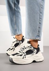 Beżowo-Czarne Sneakersy Vices na Grubej Podeszwie z Tłoczeniami Nativine. Brązowe obuwie sportowe damskie Born2be, z jeansu, bez zapięcia. Za 89.99 zł.
