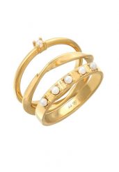 Elli Damski zestaw do łączenia 3 częściowy klasyczny szklane koraliki w srebrze próby 925 Sterling Silver Pierścionki 1 ct. Szare pierścionki damskie Elli, z perłą, srebrne. Za 223.99 zł.