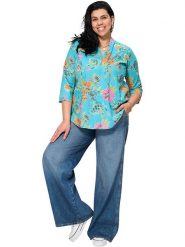 Aller Simplement Bluzka w kolorze turkusowym ze wzorem rozmiar: 42/44. Niebieskie bluzki damskie Aller Simplement, bez wzorów, z bawełny, bez kołnierzyka, bez ramiączek. Za 69.99 zł.