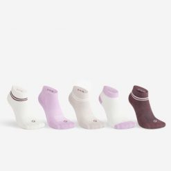 Skarpety sportowe tenis RS160 Mid podwyższone 5 par. Skarpetki damskie Decathlon, bez wzorów, z bawełny. Za 34.99 zł.
