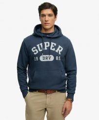 Superdry Athletic Essentials Hoodie – luźna bluza z kapturem. Niebieskie bluzy damskie Superdry, xl, bez wzorów, z bawełny, z kapturem. Za 344.20 zł.