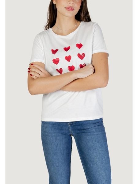 Morgan T-Shirt 261-DONA Biały Regular Fit. Białe t-shirty damskie Morgan, xl, bez wzorów, z bawełny, bez kołnierzyka. Za 93.99 zł.