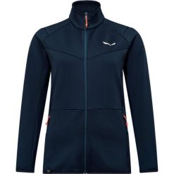 Kurtka turystyczna damska z zamkiem Salewa Puez Cammino. Niebieskie bluzy damskie Salewa, bez wzorów, z materiału, bez kaptura. Za 399.99 zł.