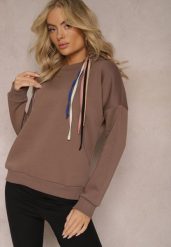 Brązowa Bawełniana Bluza z Sznurkami i Kapturem Tyche. Brązowe bluzy damskie Renee, bez wzorów, z bawełny, z kapturem. Za 89.99 zł.