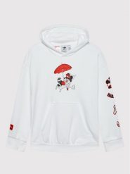 Adidas Bluza Disney Mickey And Friends HF7578 Biały Relaxed Fit. Białe bluzy dziewczęce Adidas, bez wzorów, z bawełny, bez ramiączek, bez kaptura. Za 159.99 zł.