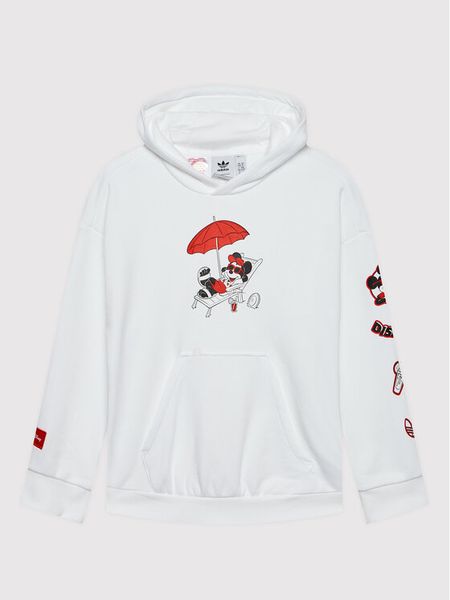 Adidas Bluza Disney Mickey And Friends HF7578 Biały Relaxed Fit. Białe bluzy dziewczęce Adidas, bez wzorów, z bawełny, bez ramiączek, bez kaptura. Za 142.99 zł.