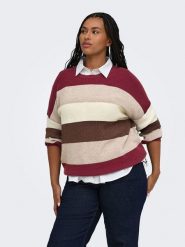 ONLY Carmakoma Sweter w kolorze bordowo-beżowym rozmiar: M-46/48. Brązowe swetry klasyczne damskie Only Carmakoma, m, bez kołnierzyka. Za 115.95 zł.