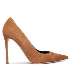 Szpilki Elisabetta Franchi. Brązowe szpilki damskie Elisabetta Franchi, bez wzorów, bez obcasa, na szpilce, bez zapięcia. Za 2,099.00 zł.
