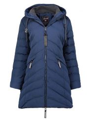 Geographical Norway Płaszcz pikowany "Clarisal" w kolorze granatowym rozmiar: S. Niebieskie płaszcze damskie Geographical Norway, s, z aplikacjami, bez kaptura. Za 351.38 zł.