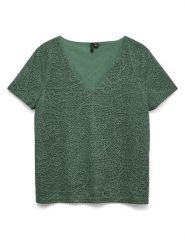 Vero Moda Koszulka w kolorze zielonym rozmiar: XS. Zielone bluzki damskie Vero Moda, xs, bez wzorów, bez kołnierzyka, bez ramiączek. Za 85.95 zł.