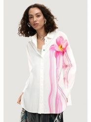 Desigual Koszula Gloss 26SWCW18 Biały Regular Fit. Białe koszule damskie Desigual, s, bez wzorów, z bawełny, bez kołnierzyka, bez ramiączek. Za 429.99 zł.