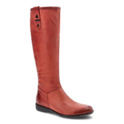 Czerwone Kozaki Carinii Damskie Modne Skórzane Buty. Czerwone kozaki damskie Carinii, z nubiku, bez obcasa, na płaskiej podeszwie, bez zapięcia. Za 279.00 zł.