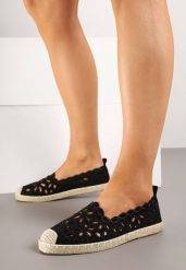 Czarne Ażurowe Espadryle Vices z Plecionym Sznurkiem Arivila. Czarne espadryle damskie Born2be, w ażurowe wzory, bez obcasa, na płaskiej podeszwie. Za 54.99 zł.